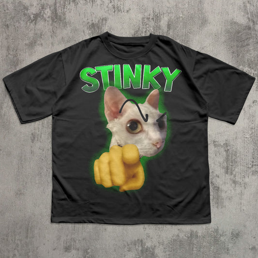 funny black t-shirt with a cat meme
