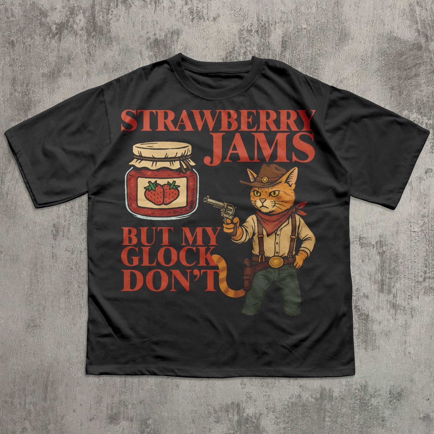 Strawberry Jams But My Glock Don't Shirt, Funny Cat Meme T-shirt