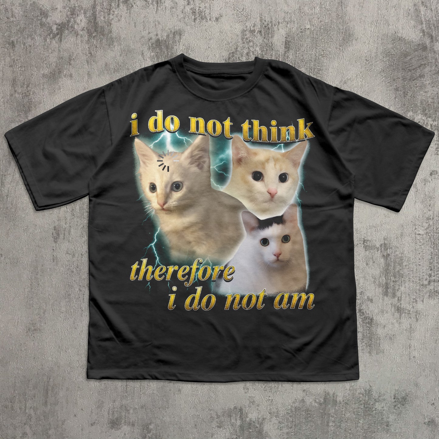I do not think therefore I do not am Funny Confused Cat Meme T-shirt, Philosophy Shirts