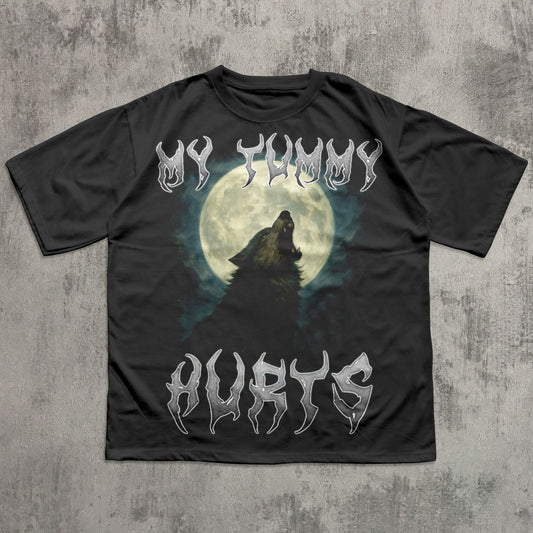 My Tummy Hurts 90s Retro Wolf T-shirt