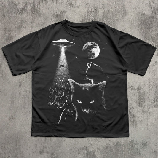 graphic alien cat T-shirt