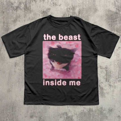 The Beast Inside Me Funny Cat Meme T-shirt