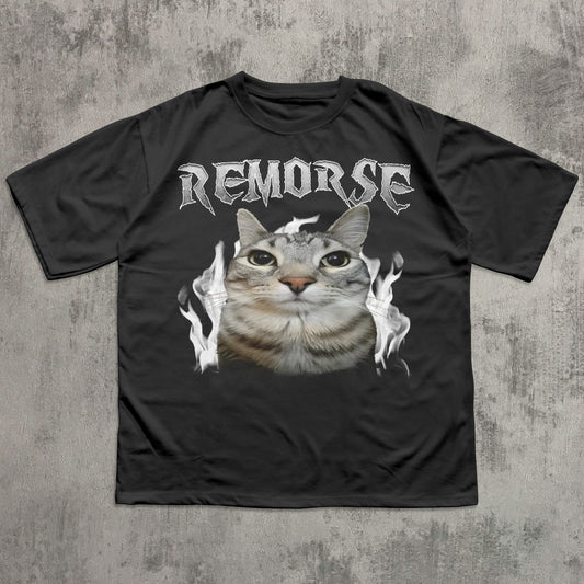 Remorse Funny Staring Cat Meme T-shirt, Unhinged Shirts, Brainrot Shirt
