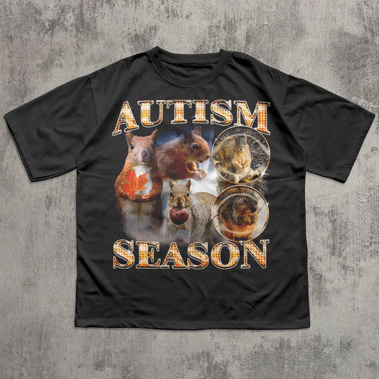 Autism Season Funny Squirrel T-shirt, Unhinged Clothes, Autumn Shirt, Stupid Gifts, Silly Animal Shirts, 90s Retro Bootleg Graphic Tee