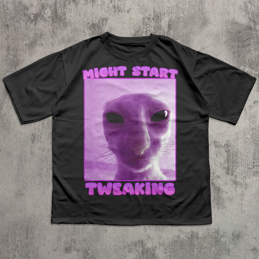Might Start Tweaking Funny Cat Meme T-shirt, Brainrot Shirts