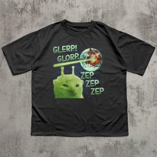 Glerp Glorp Funny Alien Cat Meme T-shirt