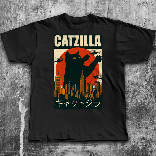 Catzilla Funny Cat Meme T-shirt, Parody Tee, Stupid Shirt