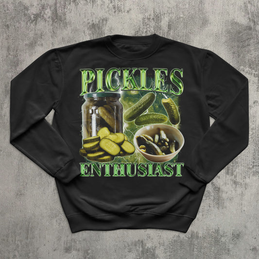 Pickles Enthusiast Funny Vintage 90s Retro Sweatshirt, Dill Pickle Lover Gift, Bootleg Style Sweatshirts, Weird Sweater