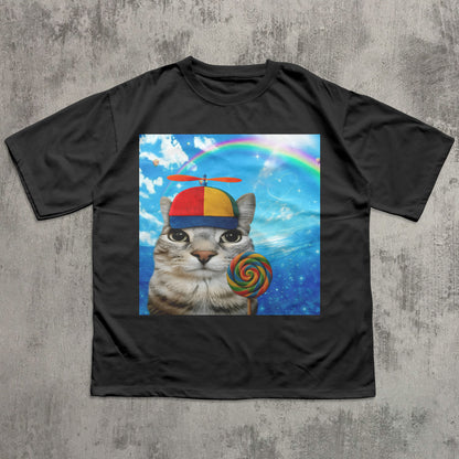 Happy Cat Dreamcore T-shirt, Funny Cats Shirt, Brainrot Meme Tee, Silly Kitten Tee, Cat Lover Gifts, Weird Tees, Gen Z Humor Tshirt