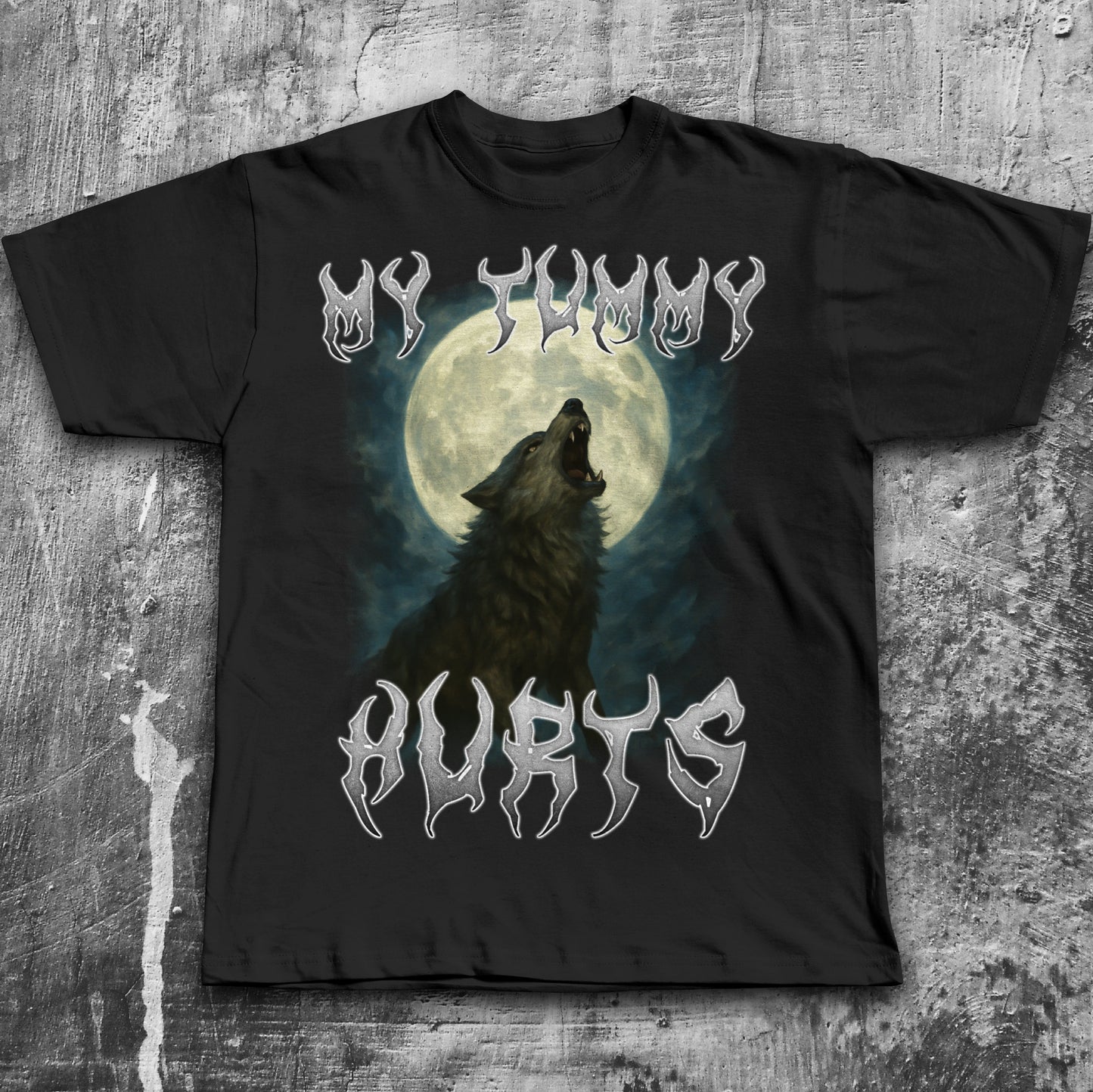 My Tummy Hurts 90s Retro Wolf T-shirt