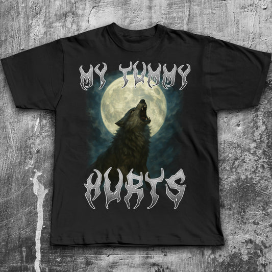 My Tummy Hurts 90s Retro Wolf T-shirt