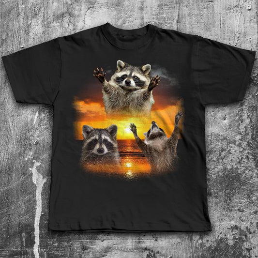 90s Retro Raccoons Sunset T-shirt