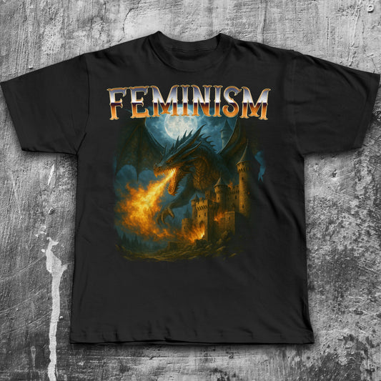 Feminism Dragon Fantasy Vintage Graphic Shirt, Retro Dragon Shirt