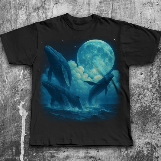 90s Retro Whales Vintage Graphic Tee Shirt
