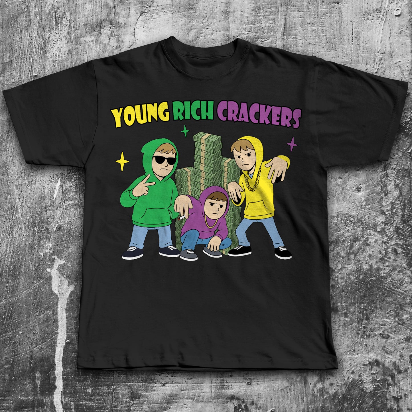 Young Rich Crackers Funny Cartoon T-shirt, Meme Shirts, Unhinged Clothes