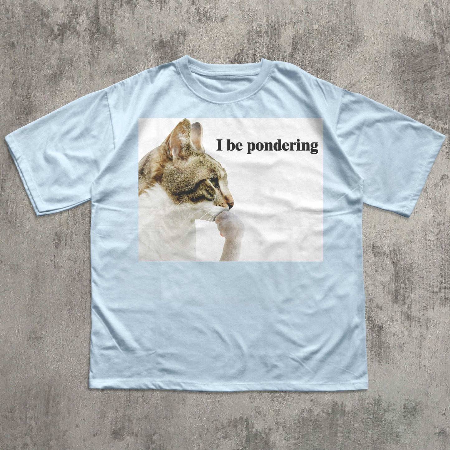 blue funny cat meme t-shirt