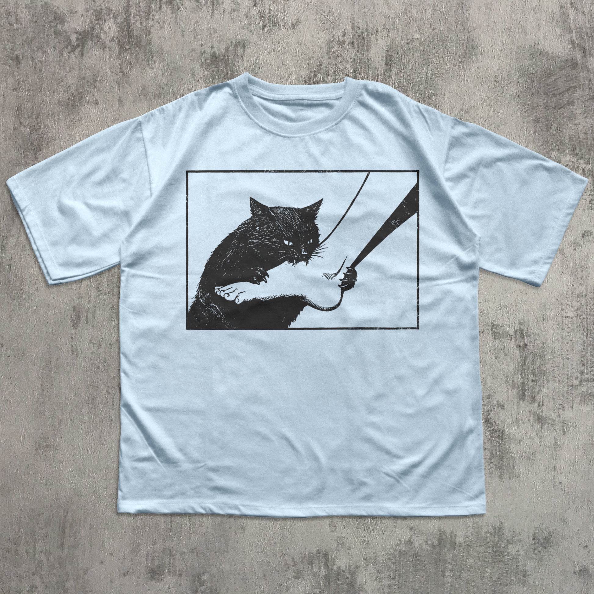 Vintage style black cat illustration shirt, humorous cat lover graphic tee
