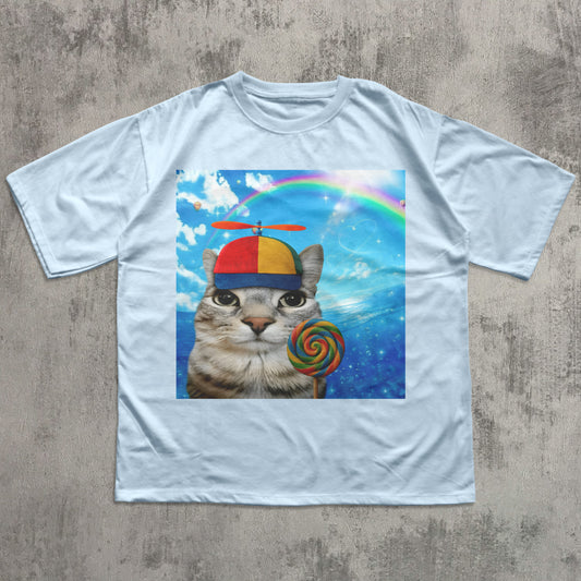 Happy Cat Dreamcore T-shirt, Funny Cats Shirt, Brainrot Meme Tee, Silly Kitten Tee, Cat Lover Gifts, Weird Tees, Gen Z Humor Tshirt