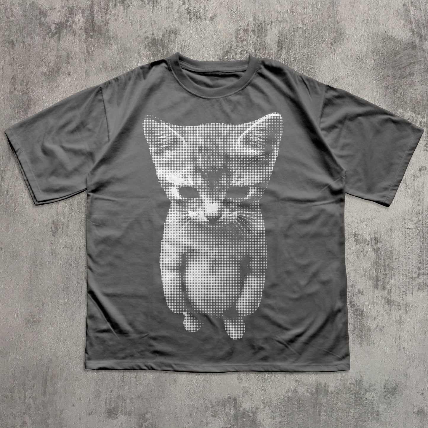 Unisex cat graphic shirt with artistic monochrome kitten design