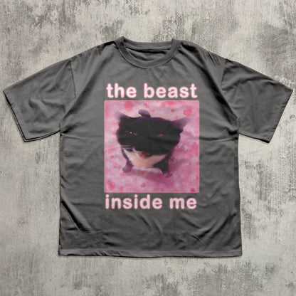 The Beast Inside Me Funny Cat Meme T-shirt