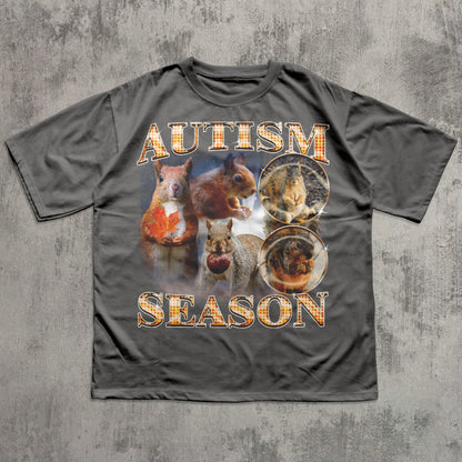 Autism Season Funny Squirrel T-shirt, Unhinged Clothes, Autumn Shirt, Stupid Gifts, Silly Animal Shirts, 90s Retro Bootleg Graphic Tee