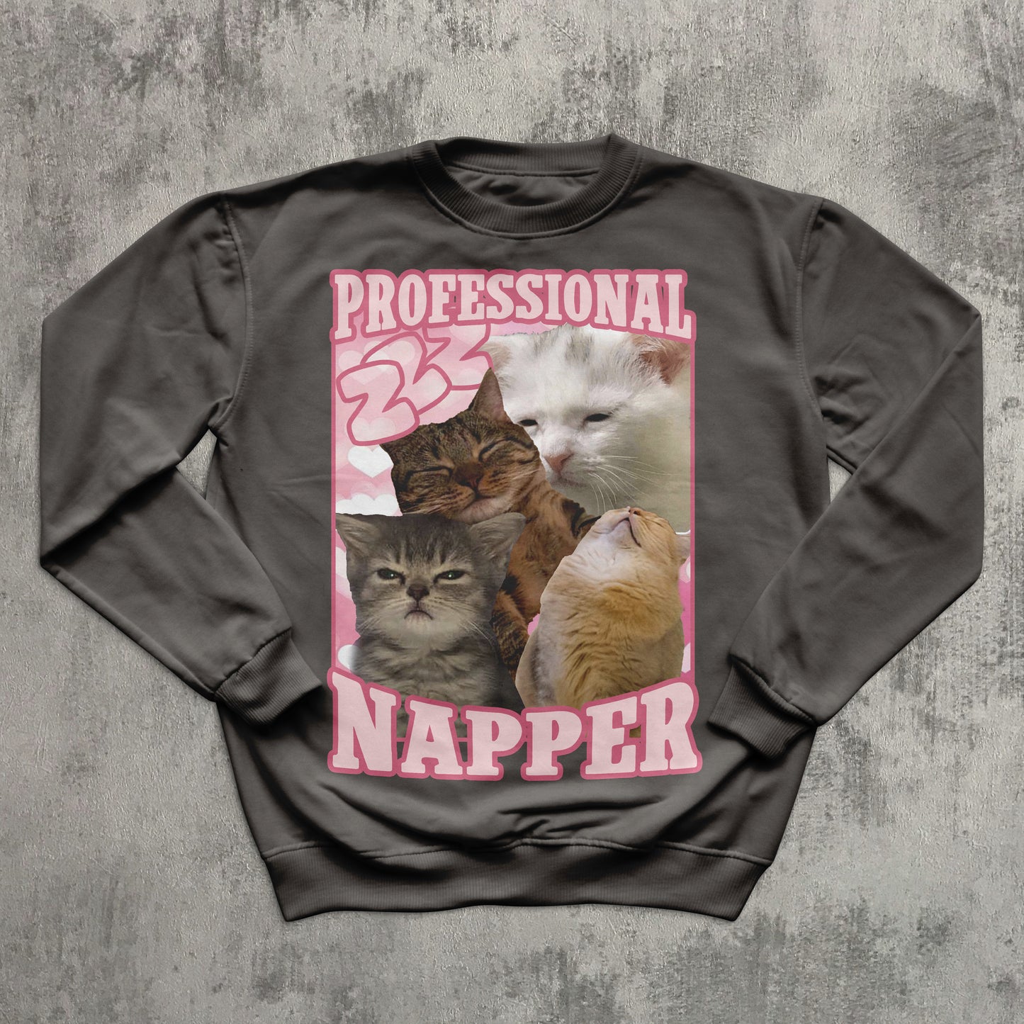 Professional  Napper Funny Cat Sweatshirt, Napping Cats Meme Tops, Ugly Sweater, Napper Kitten Sweatshirts