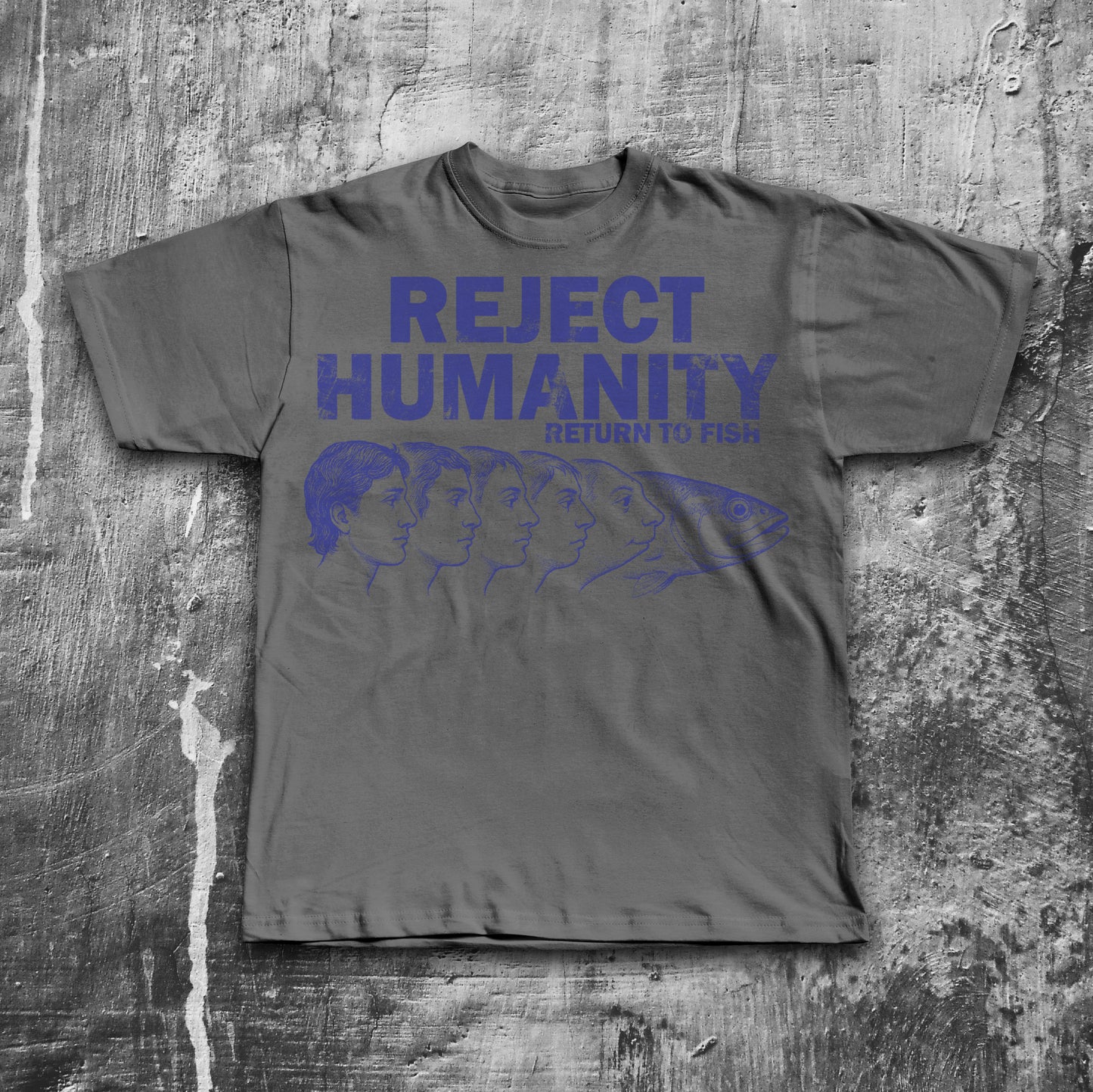 Reject Humanity Return to Fish Shirt, Weird Graphic Tee, Fish Evolution Meme T-Shirt, Gift for Men and Women, Ironic Shirts