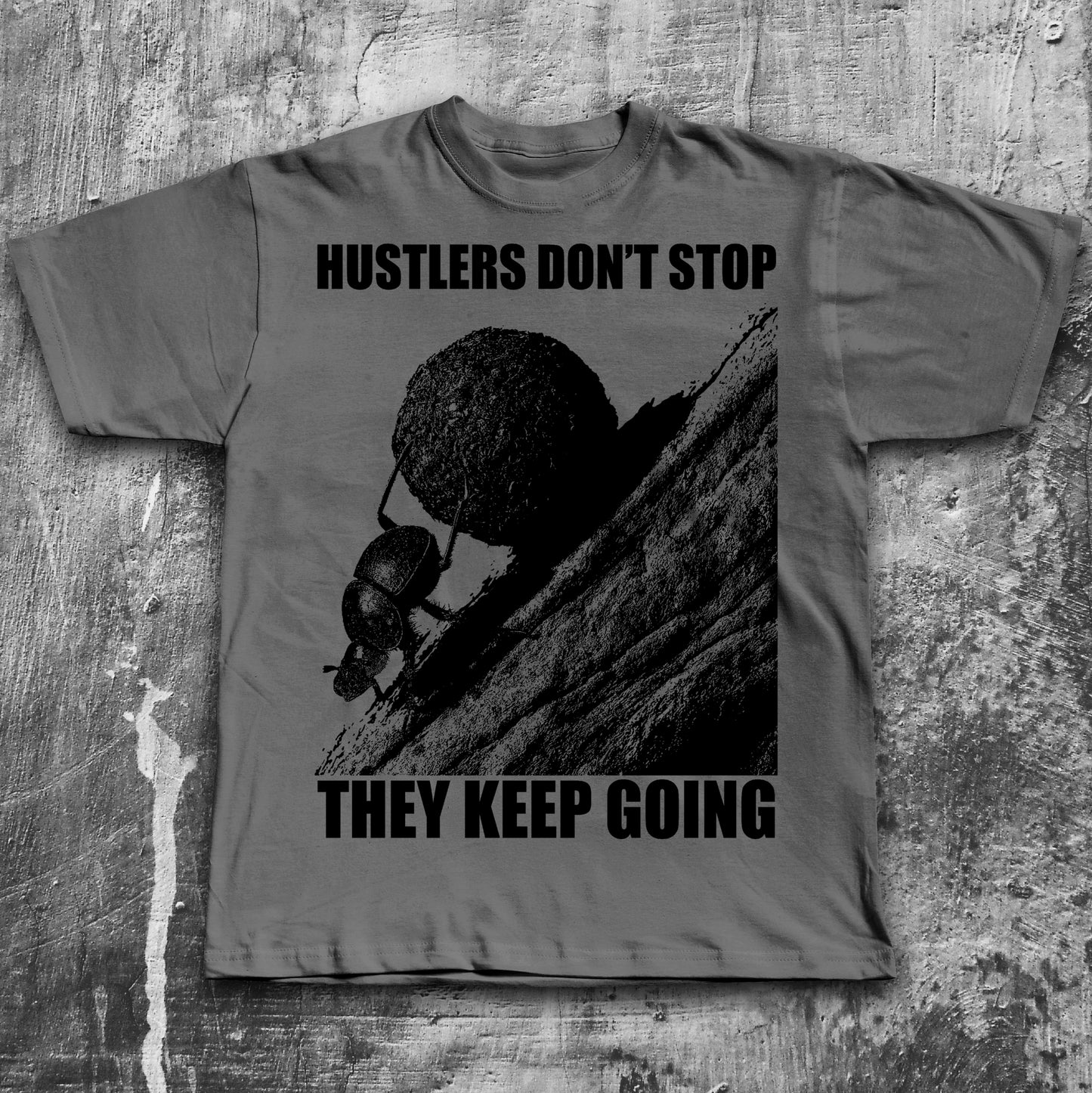 Hustlers Don't Stop They Keep Going Funny Dung Beetle T-shirt, 90s Retro Shirt