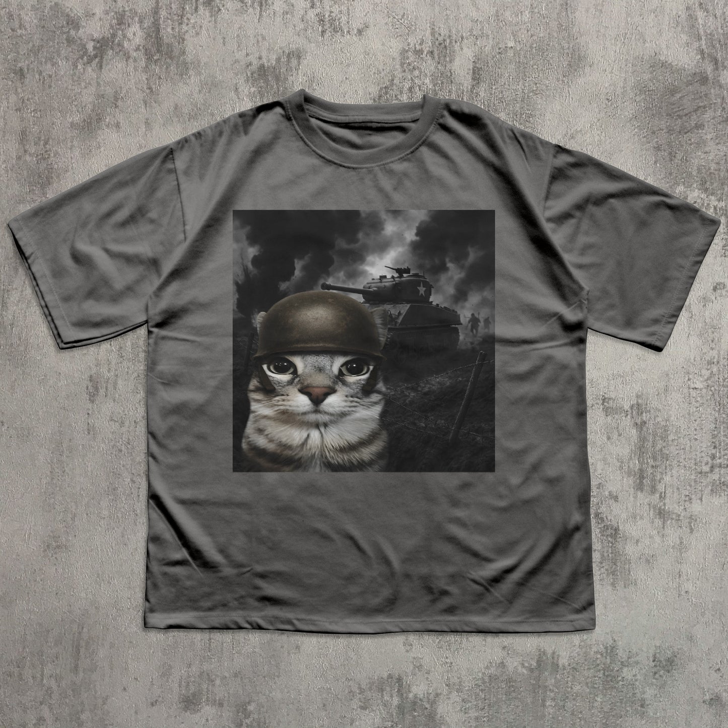 Cat in Battlefield Funny Meme Shirt, Stupid Gifts, Silly Cats T-shirt, Kitten Soldier Tshirt, Weird Shirts