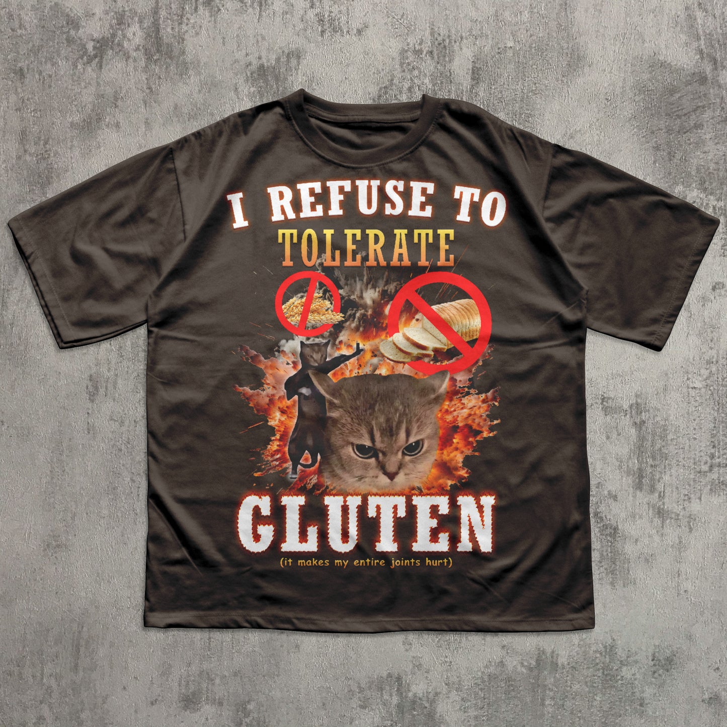 Gluten Intolerant Funny Cat Meme T-shirt