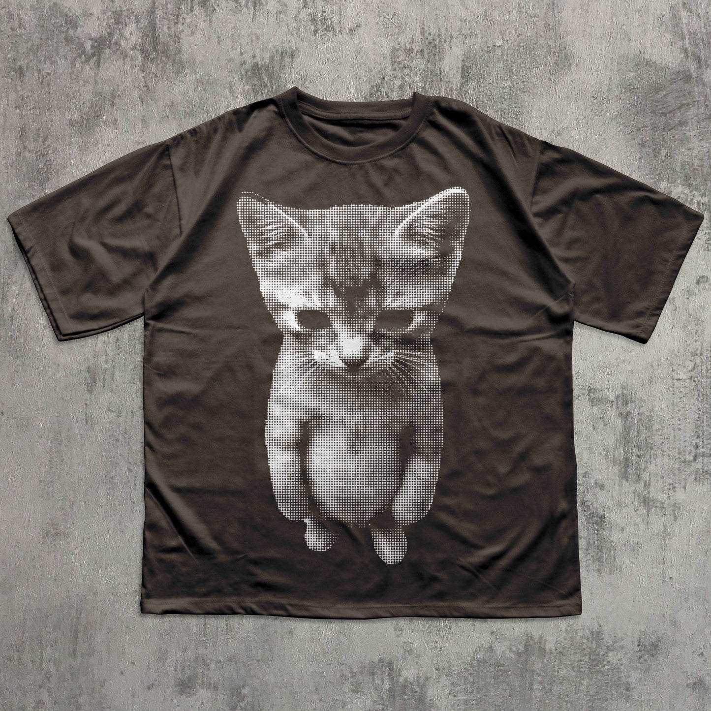 Cute kitten print t-shirt with high contrast pixelated cat design