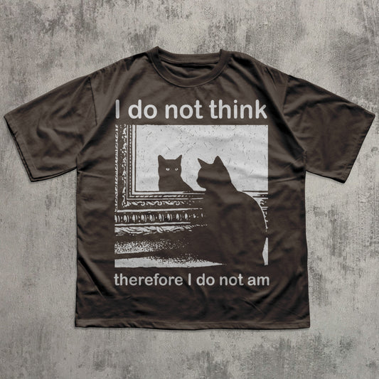I do not think therefore I do not am Funny Confused Cat Meme T-shirt, Philosophy Shirts, Descartes Tee