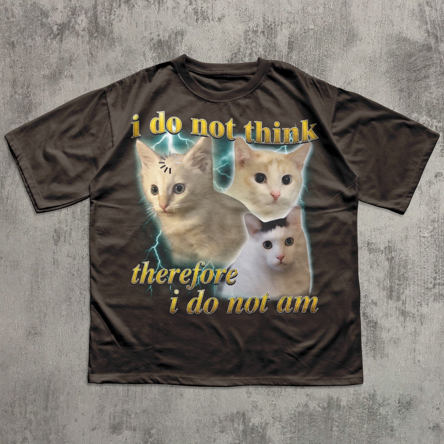 I do not think therefore I do not am Funny Confused Cat Meme T-shirt, Philosophy Shirts