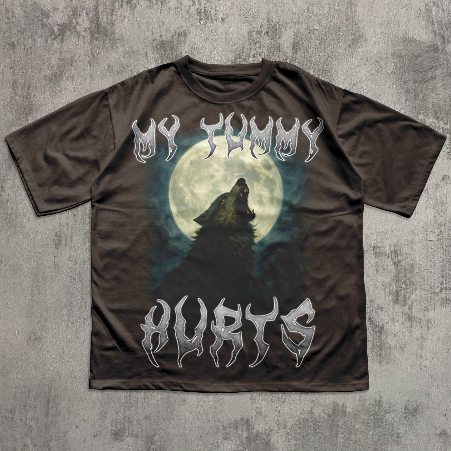 My Tummy Hurts 90s Retro Wolf T-shirt