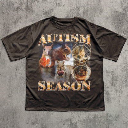 Autism Season Funny Squirrel T-shirt, Unhinged Clothes, Autumn Shirt, Stupid Gifts, Silly Animal Shirts, 90s Retro Bootleg Graphic Tee