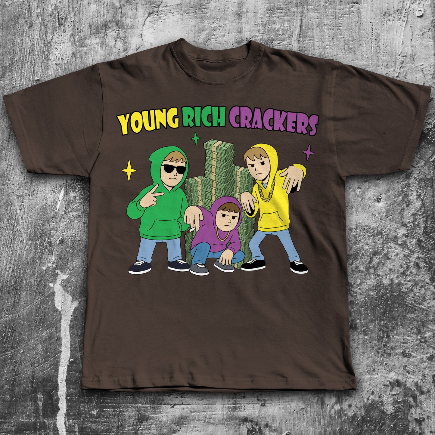 Young Rich Crackers Funny Cartoon T-shirt, Meme Shirts, Unhinged Clothes