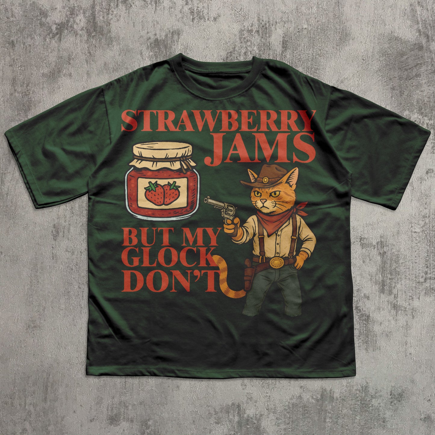 Strawberry Jams But My Glock Don't Shirt, Funny Cat Meme T-shirt