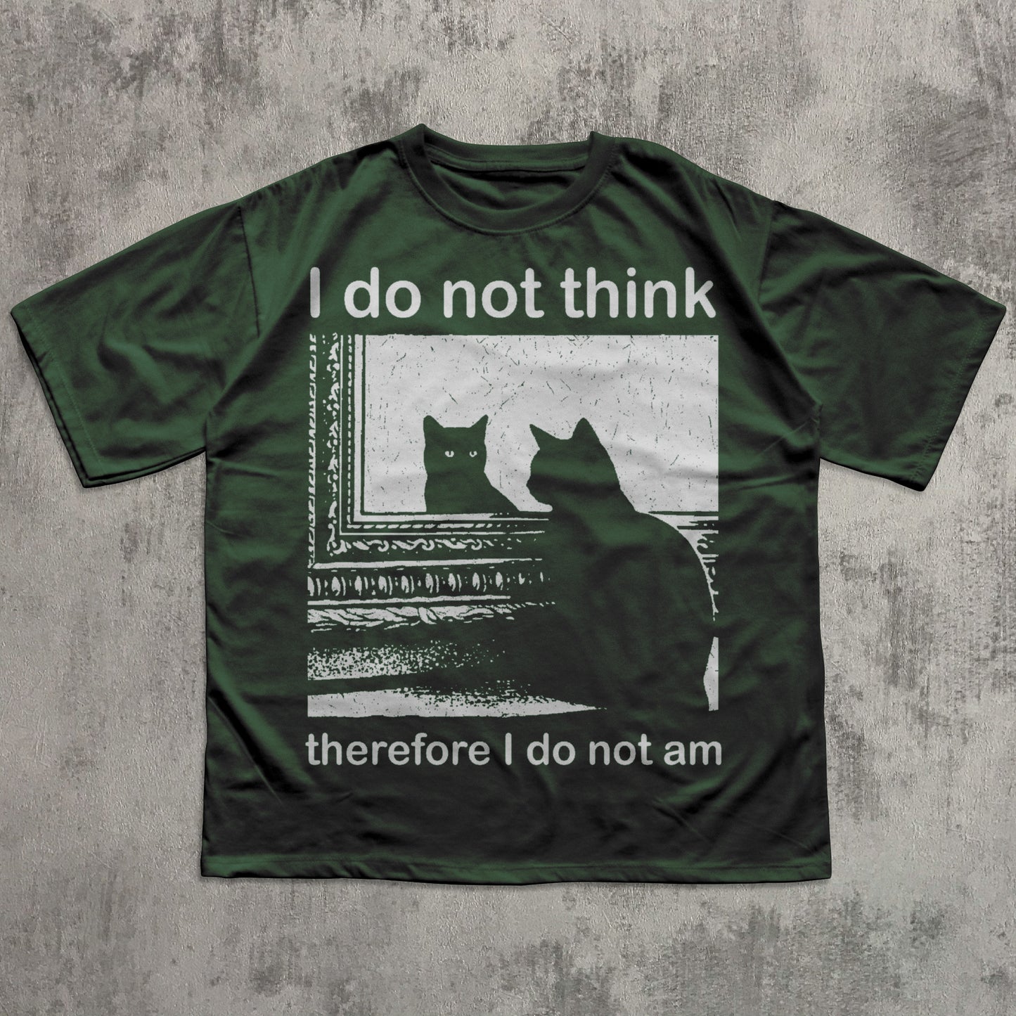 I do not think therefore I do not am Funny Confused Cat Meme T-shirt, Philosophy Shirts, Descartes Tee