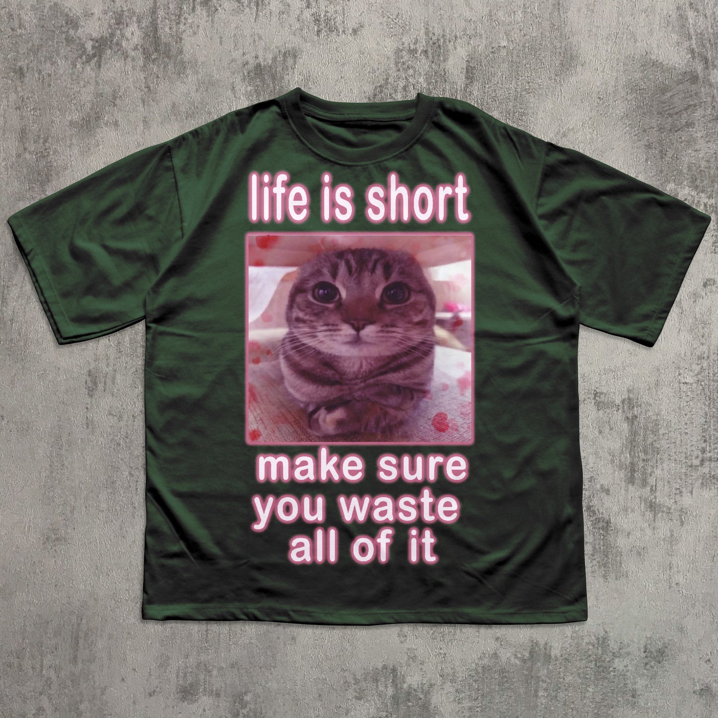 Life is short make sure you waste all of it Funny Cat Meme T-shirt