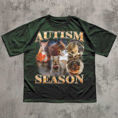 Autism Season Funny Squirrel T-shirt, Unhinged Clothes, Autumn Shirt, Stupid Gifts, Silly Animal Shirts, 90s Retro Bootleg Graphic Tee