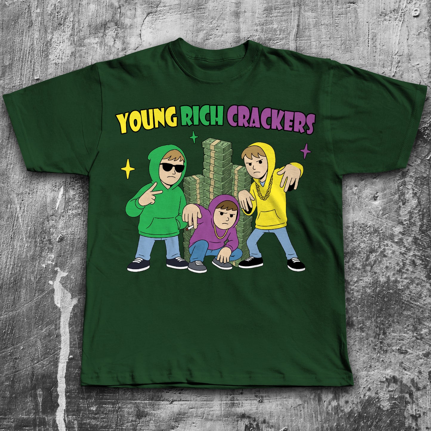 Young Rich Crackers Funny Cartoon T-shirt, Meme Shirts, Unhinged Clothes