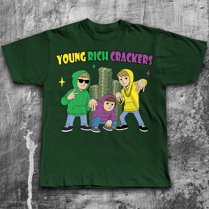Young Rich Crackers Funny Cartoon T-shirt, Meme Shirts, Unhinged Clothes