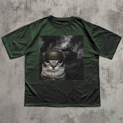 Cat in Battlefield Funny Meme Shirt, Stupid Gifts, Silly Cats T-shirt, Kitten Soldier Tshirt, Weird Shirts