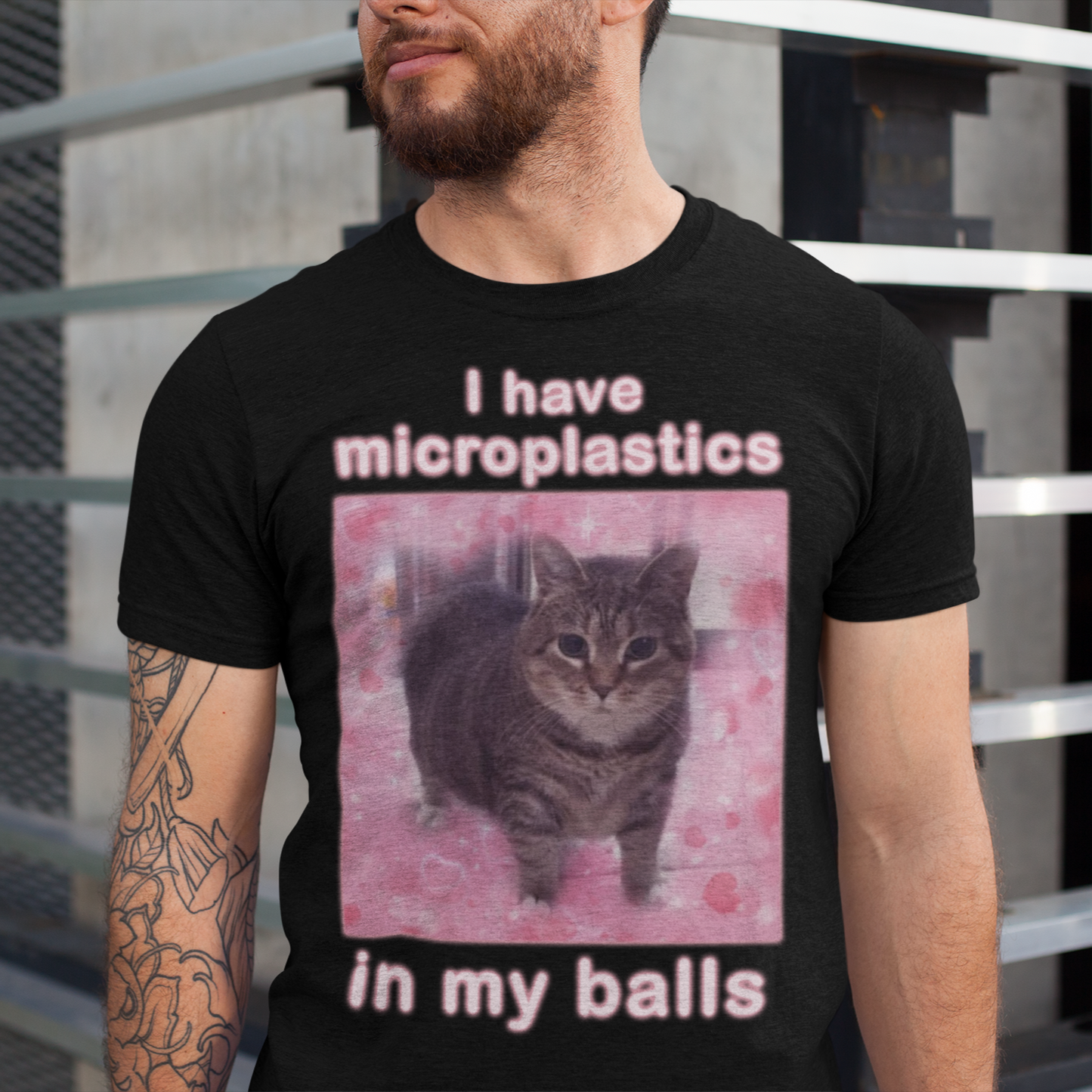 I Have Microplastics in my Balls Funny Cat Meme T-shirt