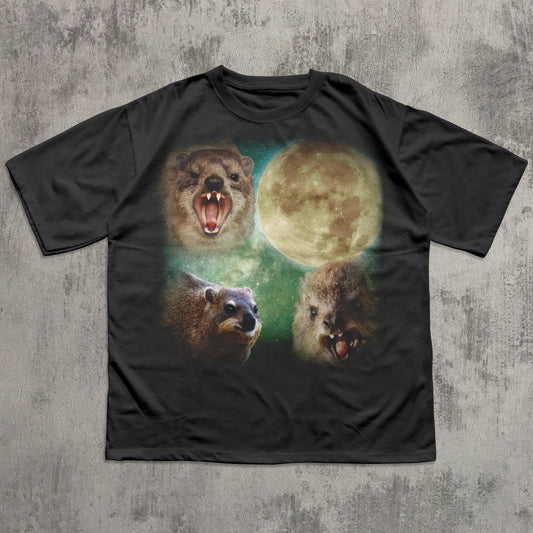 90s Vintage Retro Hyraxes Moon T-shirt