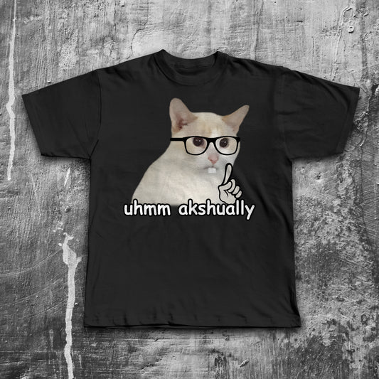 Umm Actually Funny Nerd Cat Meme T-shirt