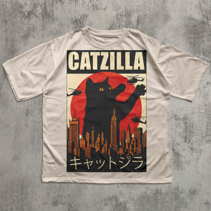 Catzilla Funny Cat Meme T-shirt, Parody Tee, Stupid Shirt