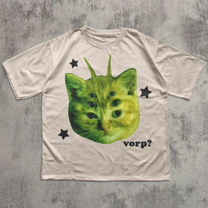 Vorp Funny Alien Cat Meme T-shirt, Silly Cats Shirt, Stupid Shirts, Unhinged Clothes, Brainrot Tee