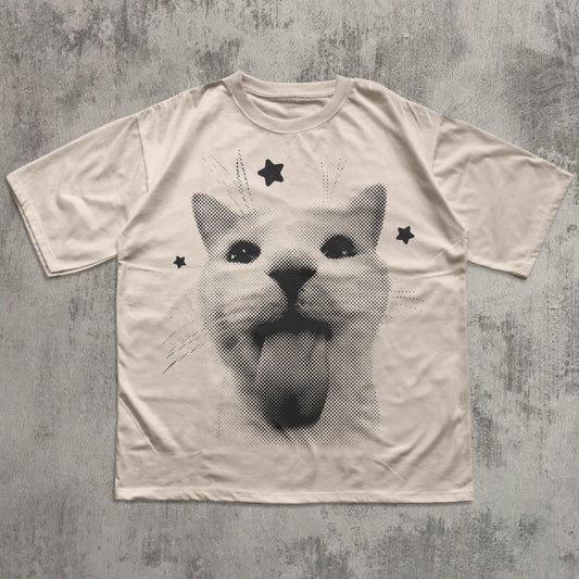 Funny Graphic Cat Tongue T-shirt