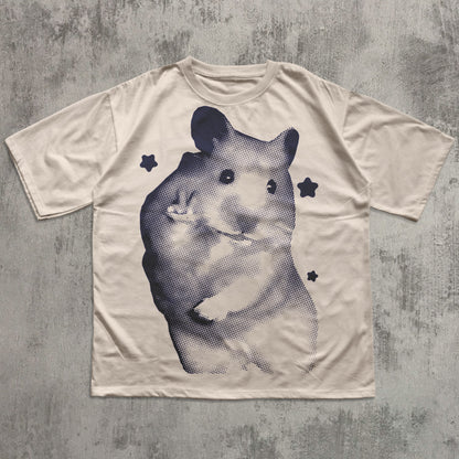 Y2k Retro Hamster T-shirt, Vintage Graphic Tee, Silly Hamsters Shirt, Aesthetic Shirts